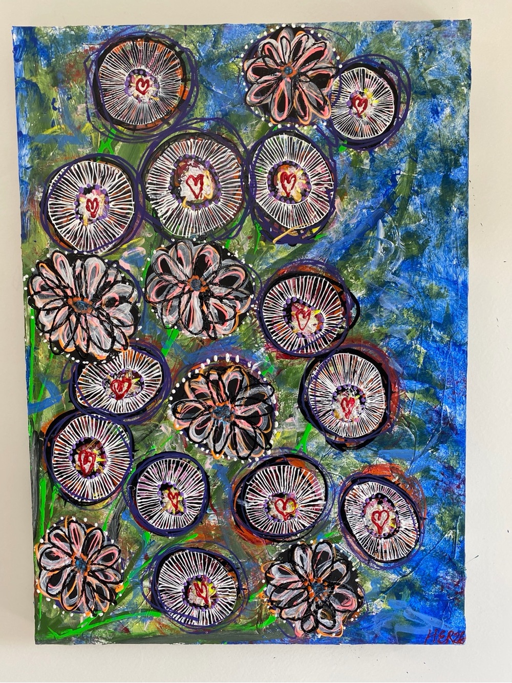 HANDMADE Original Abstract Modern Painting | 'wild flowers' by me on canvas | on